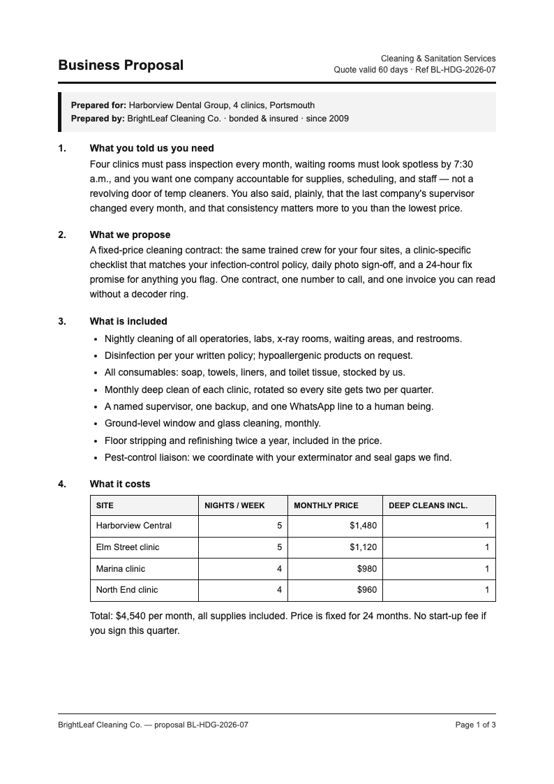 Legal contract plain language business proposal